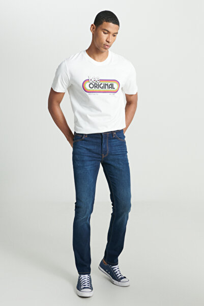 Lee Rider Slim Fit Dar Kesim Normal Bel Erkek Koyu Mavi Esnek Jean Kot Pantolon