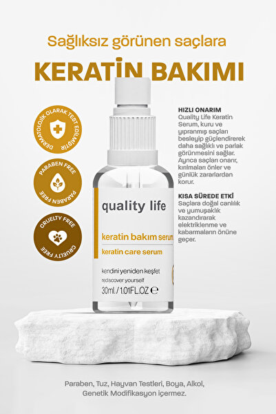 Quality Life Keratin Yağı - Durulama Gerektirmeyen Saç Bakım Yağı - Keratin Serum Özel Seri Yanmış ve Yıpranmış