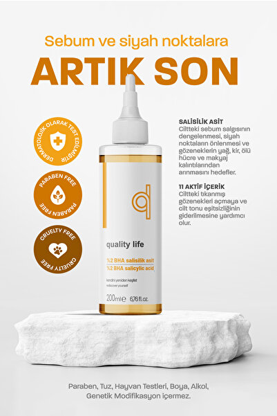 Quality Life Salisilik Asit Tonik - Gözenek Sıkılaştırıcı Sivilce ve Akne Karşıtı Siyah Nokta Temizleme - AHA BHA