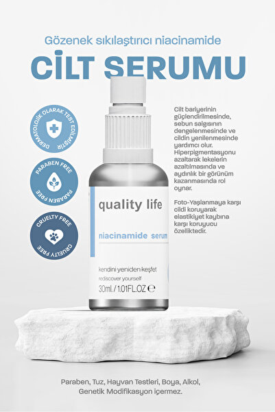 Quality Life 10% Niacinamide Cilt Serumu Gözenek Sıkılaştırıcı 1% ZinC Leke Akne Sivilce Sebum Karşıtı Serum