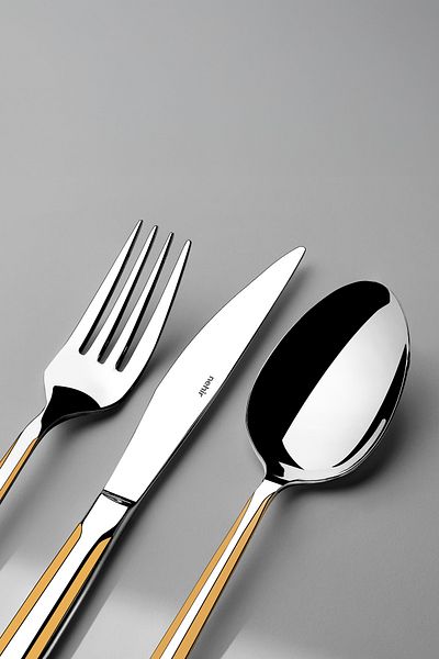 Nehir Milano Gold Satin - 89 Pieces Leather Boxed Spoon knife Set for 12 People