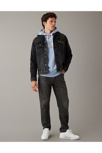 AMERICAN EAGLE سترة AE من قماش الدنيم بغطاء رأس