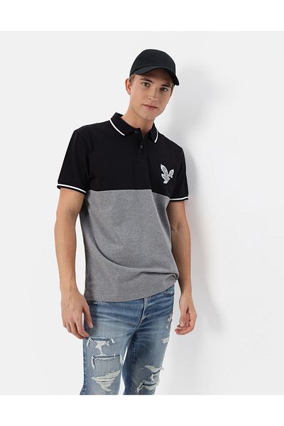 AMERICAN EAGLE Ae Colorblock Pique Polo Shirt