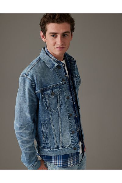 AMERICAN EAGLE سترة سائق شاحنة الدنيم AE