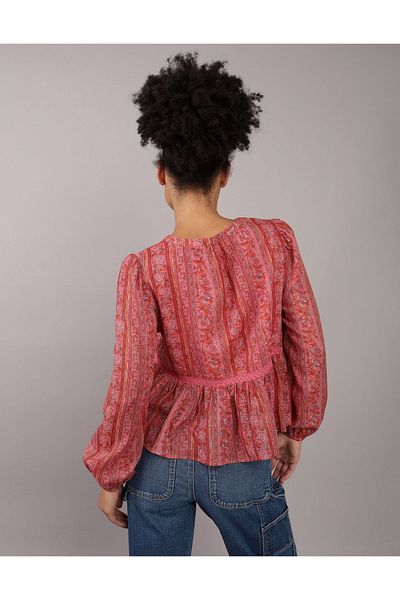 AMERICAN EAGLE Ae U-2351-5942 Model Long-Sleeve Babydoll Blouse