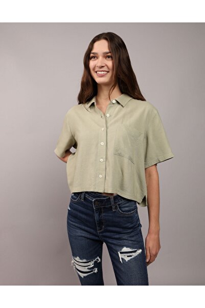 AMERICAN EAGLE Ae Short-Sleeve Button-Up Shirt