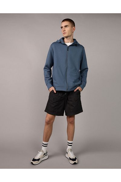 AMERICAN EAGLE Ae 24/7 Steel Blue Full-Zip Hoodie - U-0196-2272