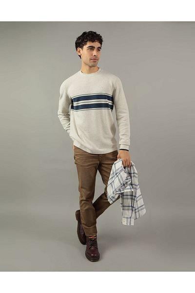 AMERICAN EAGLE Ae Long-Sleeve Striped Thermal T-Shirt