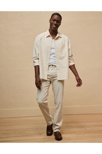 AMERICAN EAGLE Beige Oxford Everyday Button-Up Shirt - U-0153-6353