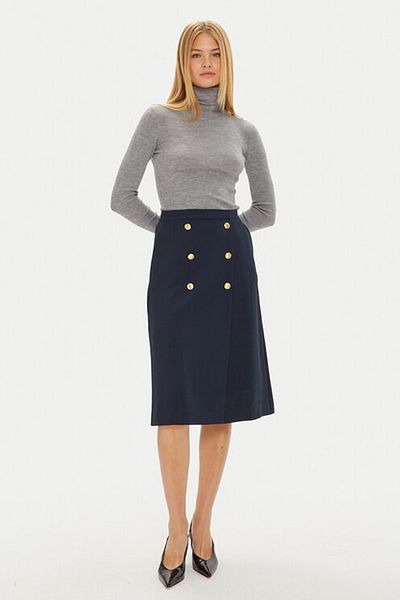 Tommy Hilfiger Twill Midi szoknya arany gombokkal