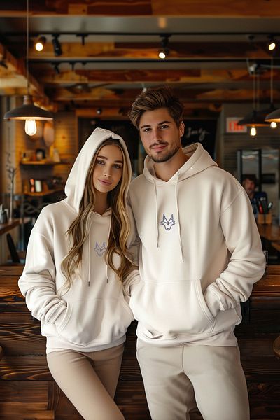 Trendyol Collection Суитшърт с качулка и бродирана качулка от полар в цвят екрю - обикновена кройка TMNAW24SW00018