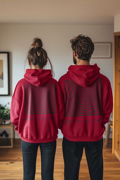 Trendyol Collection Памучен суичър с лабиринт и щампа с качулка и полар - Tmnaw24sw00201
