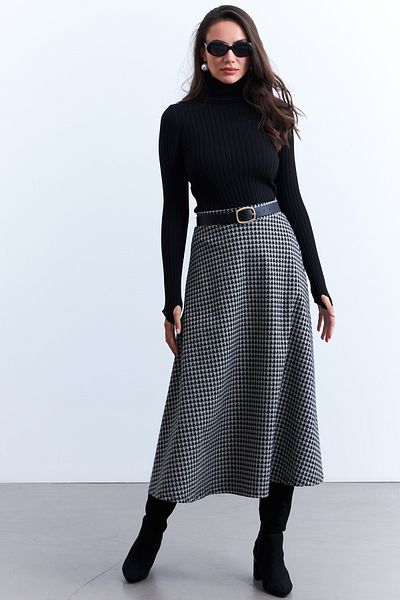 Cool & Sexy Szürke mintás női A-vonalú szoknya - LON3007
