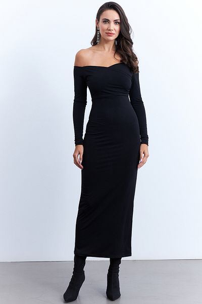 Cool & Sexy Černé maxi vánoční šaty - dvouřadý vzor, ​​Lik11