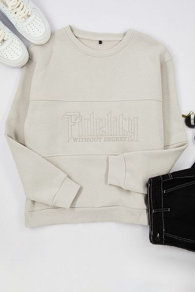 Trendyol Collection Φούτερ με φλις κεντημένο oversize - TMNAW25SW00086