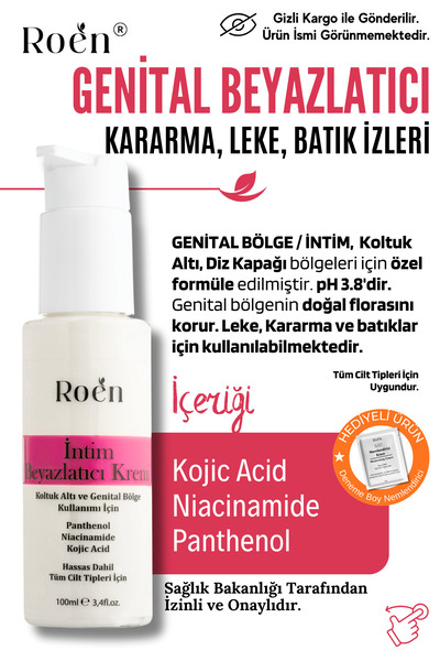 Genital Bölge Beyazlatıcı Krem, Bikini Bölgesi, Dirsek, Koltuk Altı, İntim Beyazlatıcı Krem 100ml