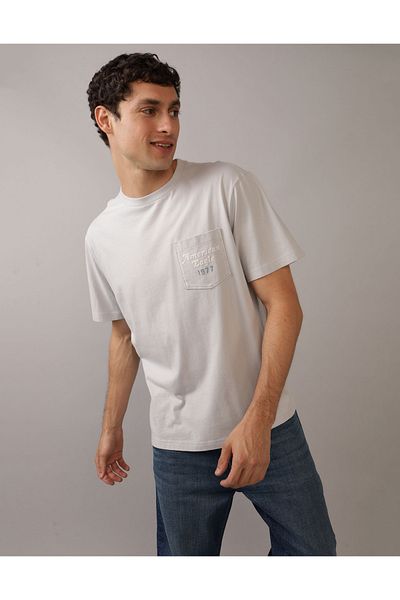 AMERICAN EAGLE Ae Logo Patterned Bartak T-Shirt U-0181-3878