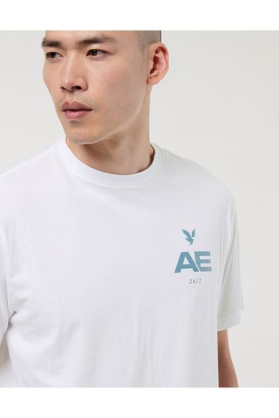 AMERICAN EAGLE Ae 24/7 Graphic Pattern T-Shirt - White, U-0181-3842