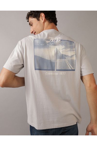AMERICAN EAGLE Ae Logo Patterned Bartak T-Shirt U-0181-3878