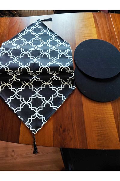 Premier Set negru cu model clasic și set de farfurii din 2 piese