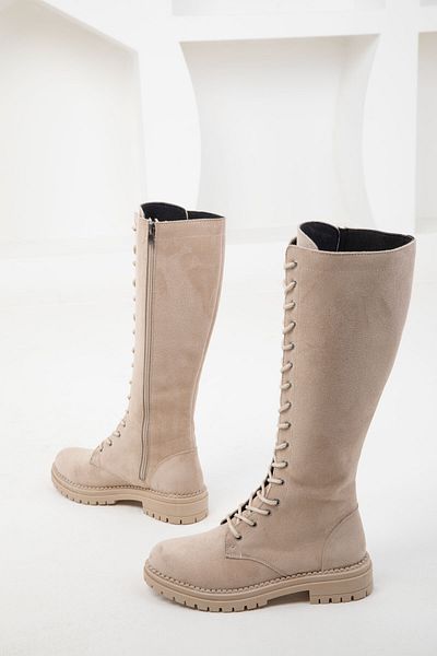 SOHO Beige Wildleder Damenstiefel 15255