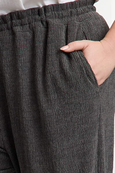 Trendyol Curve Pantaloni supradimensionați tricotați cu talie înaltă gri TBBAW25AR00018