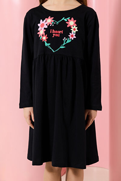 TRENDYOLKIDS Φόρεμα για κορίτσια Midi μήκους Floral Print - Βαμβακερό, TKDAW25EL00008