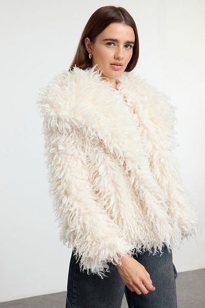 Trendyol Collection Oversize Ecru kožich - Twoaw25Mo00324