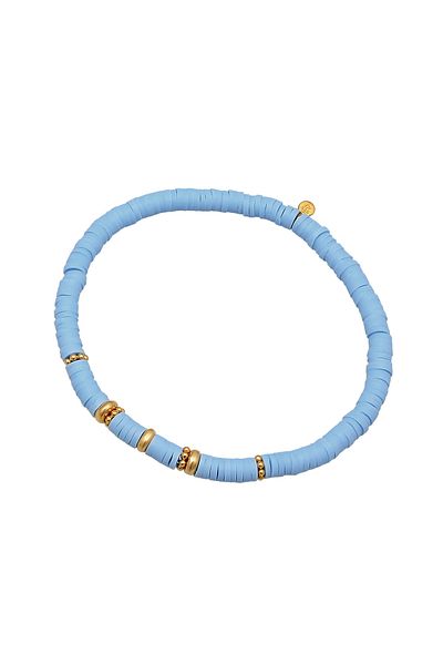 ELLI Brățară Damă Mărgele Heishi Perle Albastre În Argint Sterling 925 Placat cu Aur
