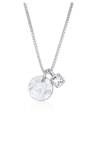 ELLI Halskette Plättchen Strukturální krystal Solitär 925 Silver