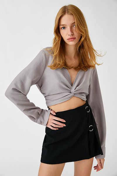 Koton Crop Μπλούζα V λαιμόκοψη