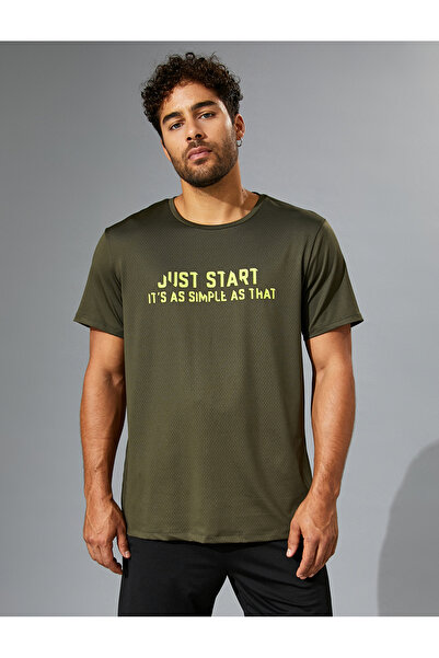 Koton Spor Tişört Slogan Baskılı Bisiklet Yaka