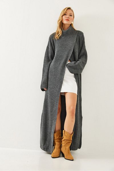 Detua Women's Slit Long Loose Poncho Dress