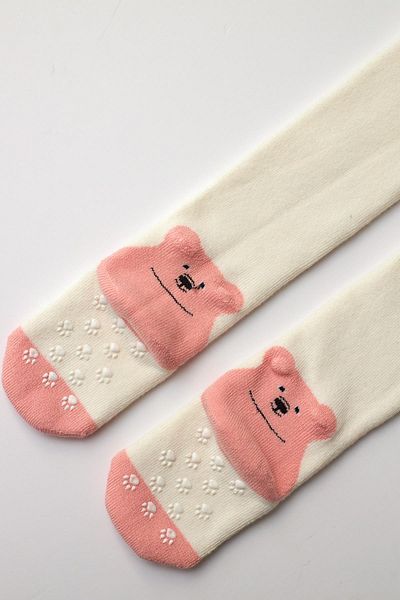 Katia&Bony Baby Bear Patterned Pantyhose Ecru-Pink