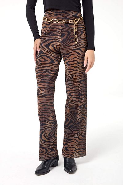 Evermade High Waist Zebra Print Wide Leg Trousers
