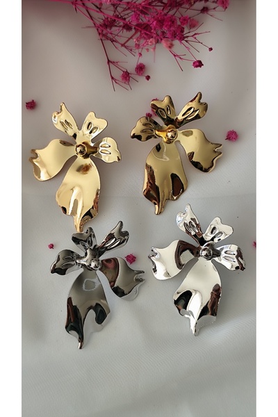 İPAR AKSESUAR BONCUK BÜYÜK ÇİÇEK METAL GOLD KÜPE