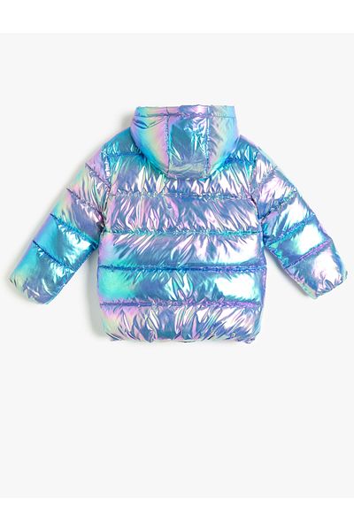 Koton Oversize Puffer Jacket with Hooded Zipper Pocket Detail