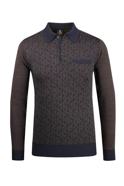 Çizgi Triko Ανδρικό μπλέ Navy Plus μέγεθος πουλόβερ με λαιμόκοψη με μοτίβο μπράτσα και μέση ελαστική ατσάλινη πλεκτή κλασική εφαρμογή