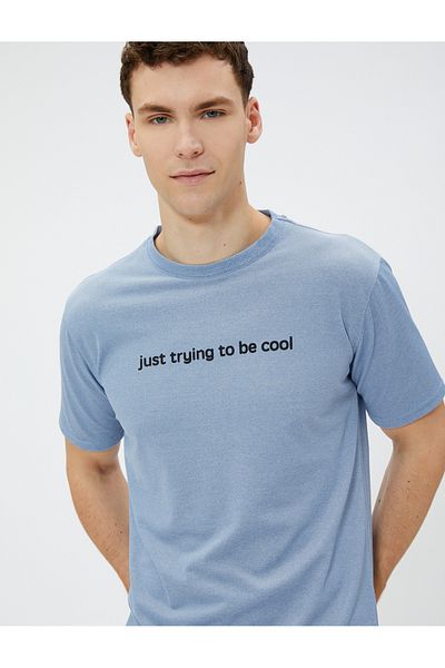Koton Slim Fit T-Shirt Printed Short Sleeve Crew Neck