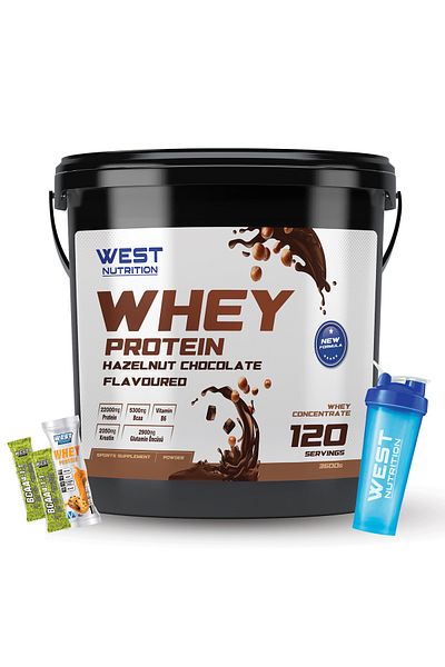 West Nutrition Whey Protein Powder 3600 Gr 120 Serve Hazelnut & Chocolate