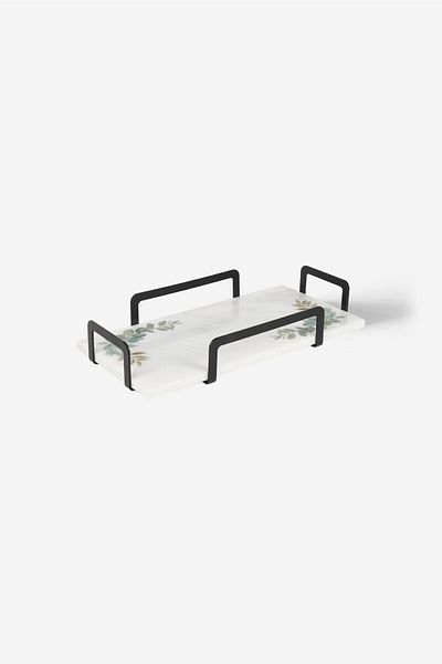 Rarart Concept Botanica Olive Branches Metal & Marble Serving Tray - Stylish Presentation