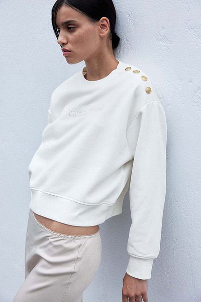 H&M Button-detail Sweatshirt