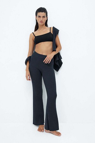 H&M Flared rib-knit trousers