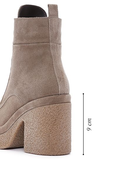 Derimod Beige Suede Leather Platform Boots - Zippered and Heeled 23wfd187910
