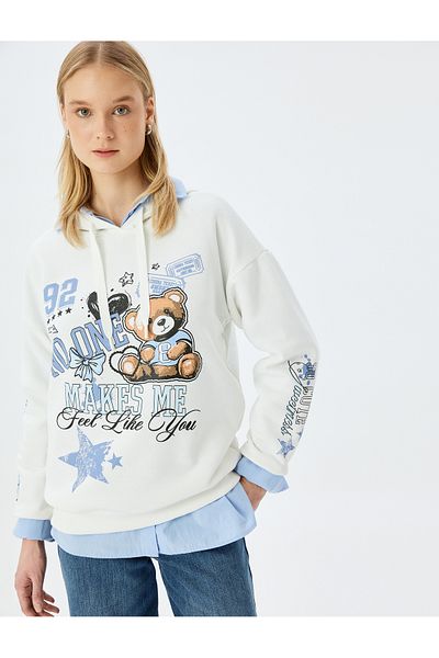 Koton Ktn - College Printed Oversize mikina s kapucí