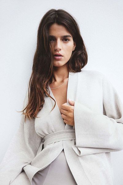 H&M Tie-belt fine-knit cardigan