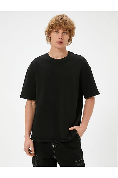 Koton Βαμβακερό μπλουζάκι Crew Neck Oversize - Κοντό μανίκι