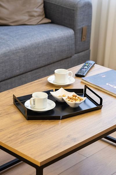 Rarart Concept Black Metal Tea & Coffee Tray - Decorative Presentation Tray - Moderna Large