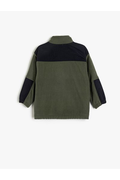 Koton Zippered Fleece Sweatshirt Stand Collar Long Sleeve