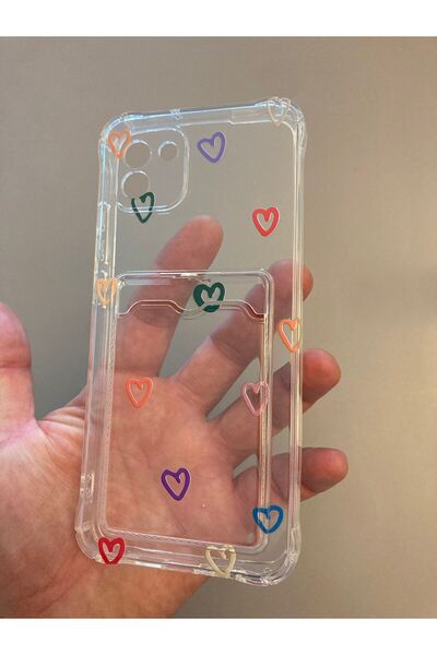 Newon حافظة هاتف REALME C21Y/C25Y مطبوعة وشفافة مع حامل بطاقة